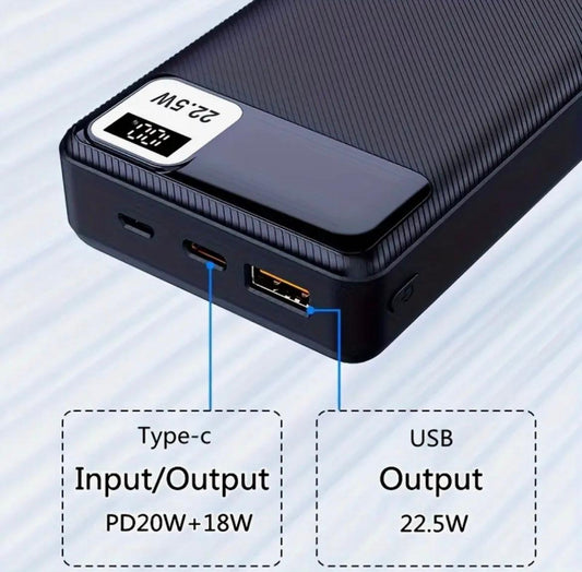 Cargador Power Bank marca Amage con potencia de 22.5w a 20000 Mah. Carga Súper Rápida. Color blanco